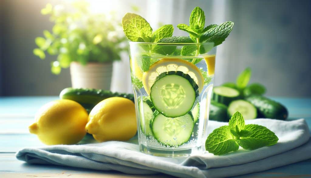 Agua de menta, pepino y limón