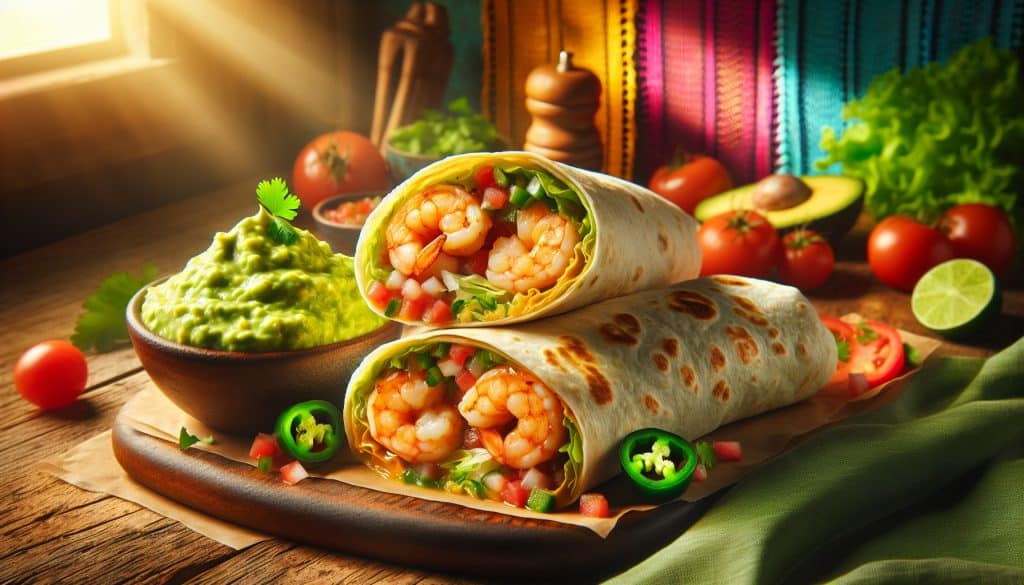 Burrito de camarón con guacamole