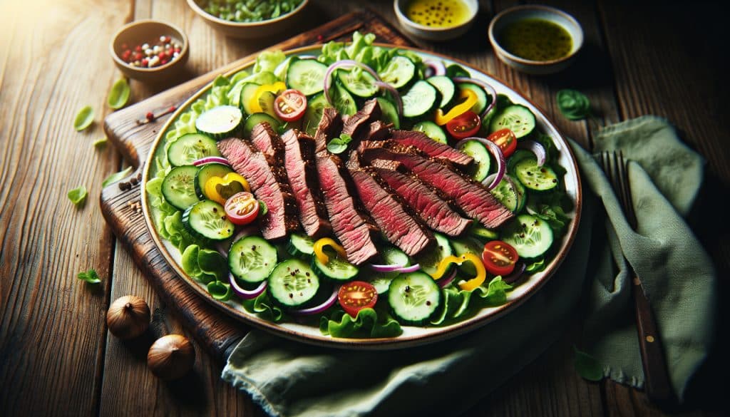 Ensalada de arrachera con pepinos deliciosa