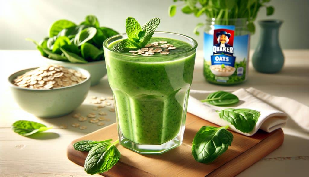 Licuado de menta y espinacas con Avena Quaker® de 101 Kcal