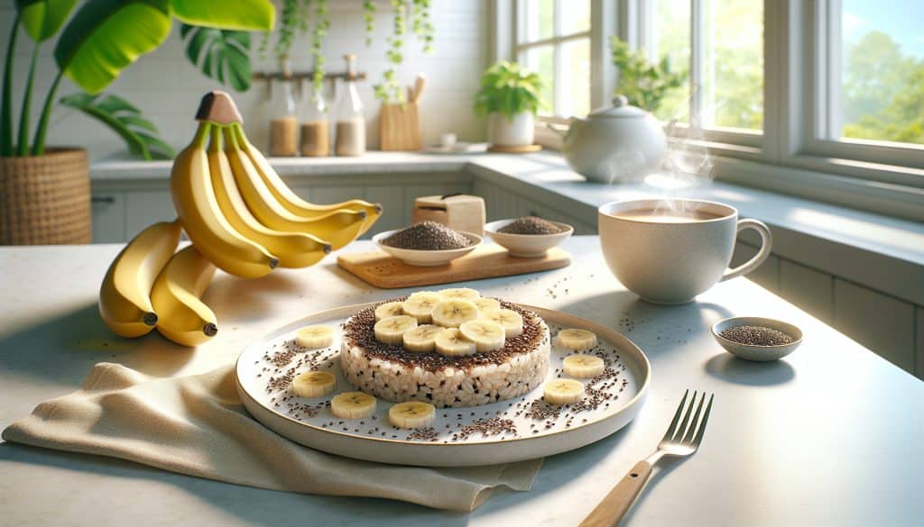 Rice Cake Quaker® sin sal con plátano, cacao nibs y chía
