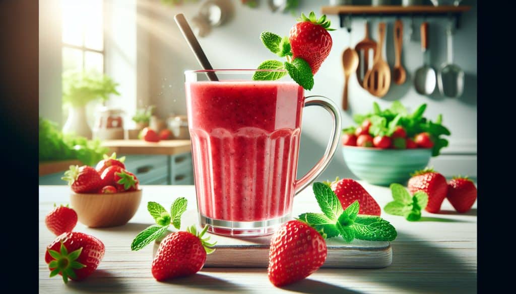 Smoothie de fresa con menta fácil y delicioso