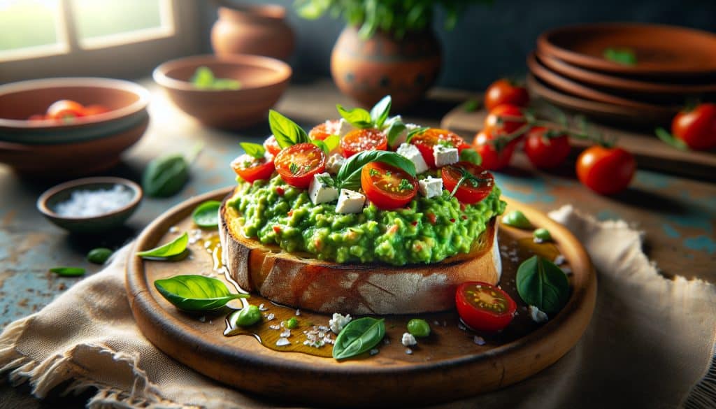 Toast mediterráneo de aguacate fácil y delicioso