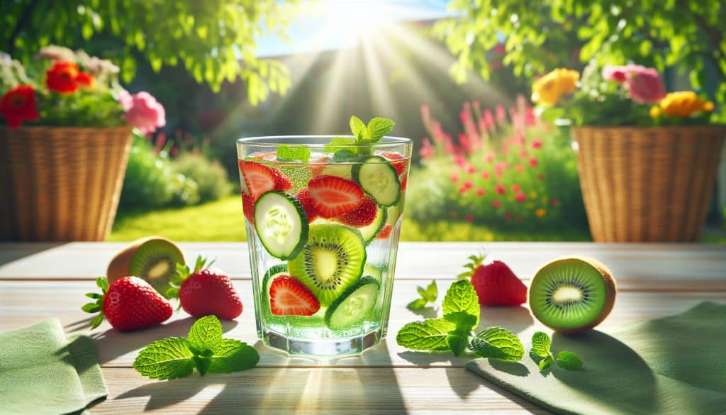 Agua «kiwi fresa pepino» deliciosa y refrescante