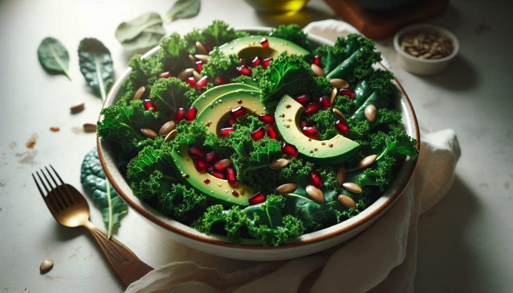 Ensalada de kale con granada deliciosa