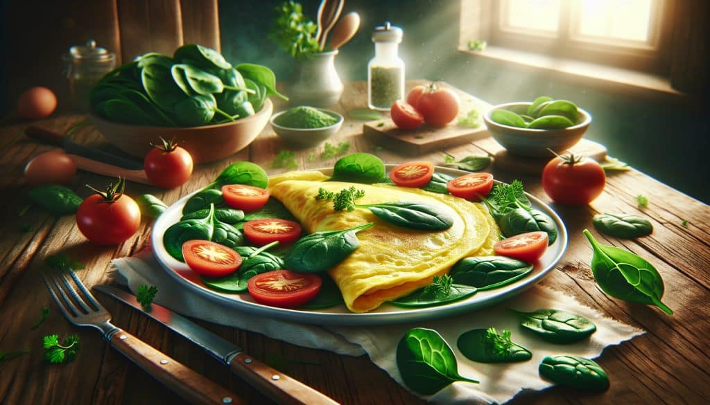 Omelette de claras con espinacas fácil y delicioso
