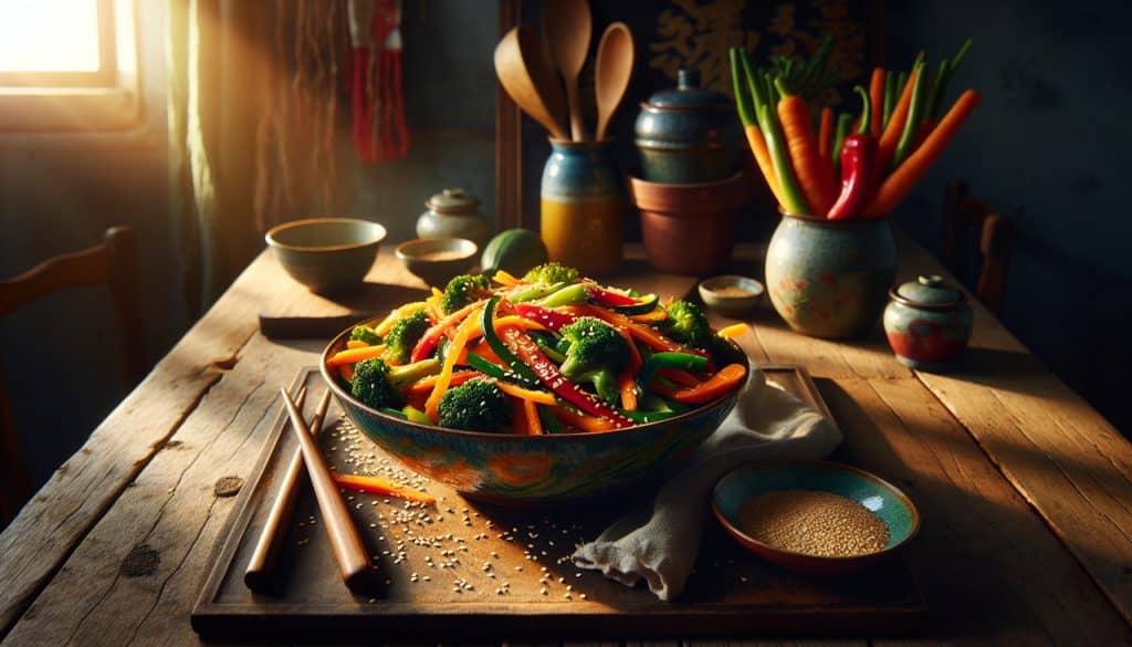 Salteado de verduras al ajonjolí