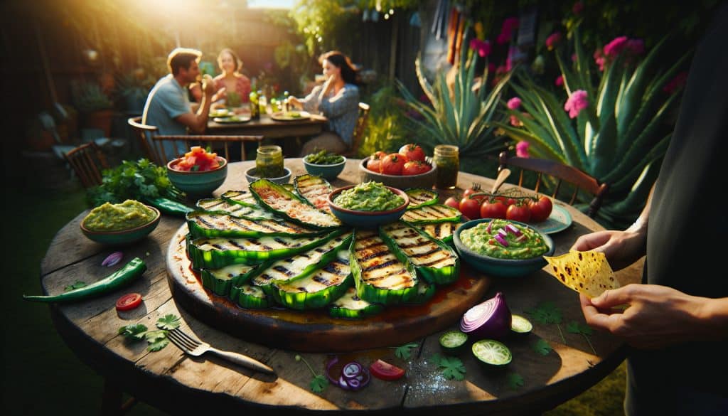 Sincronizadas de nopal con guacamole al chipotle
