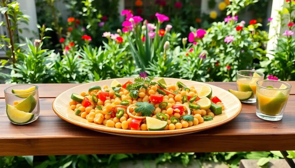 Ceviche vegano de garbanzo y lentejas